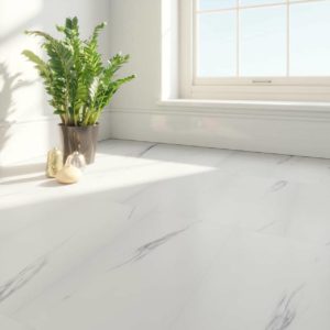 White Vinyl Tile Flooring - Waterproof - Click Installation - For Bathrooms, Kitchens, Living Rooms And Bedrooms - Spectra