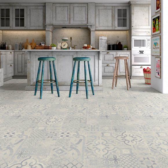 Faus Retro Blue Tile S177161 8mm Ac5, Kitchen Laminate Flooring Tile Effect