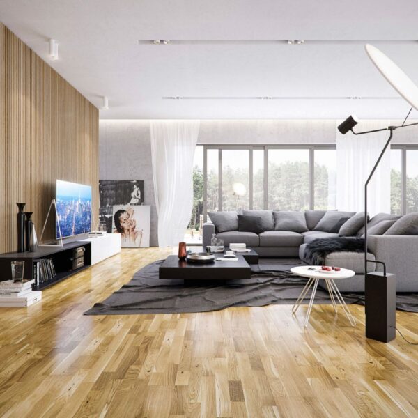 Vision Three Strip Natural Oak Matt Lacquered Click Engineered Wood Flooring VF110