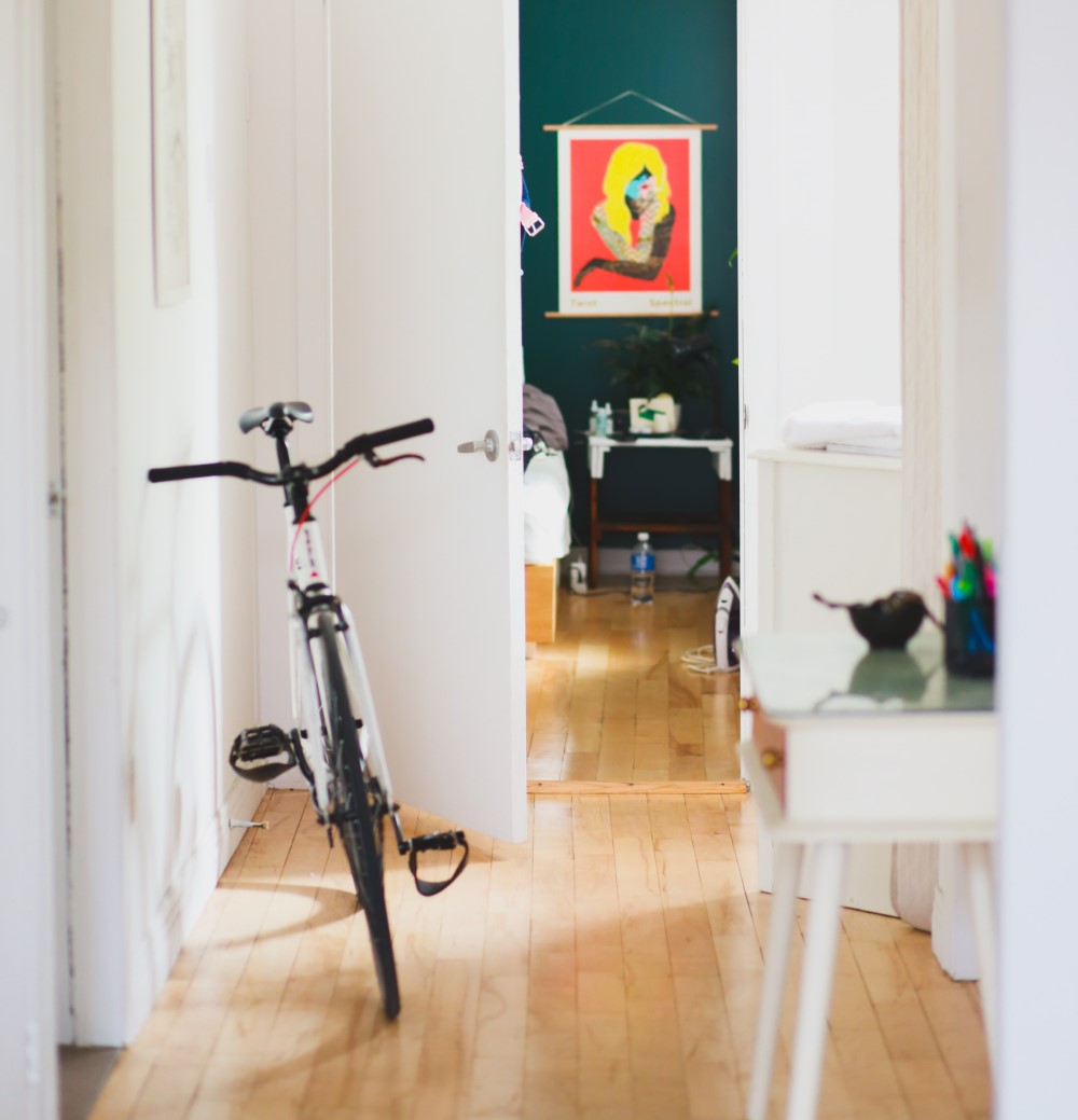 hallway floor with bike