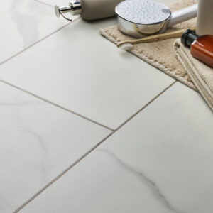 Textures Registered Embossed Dryback Stone Luxury Vinyl Tile - Carrara White