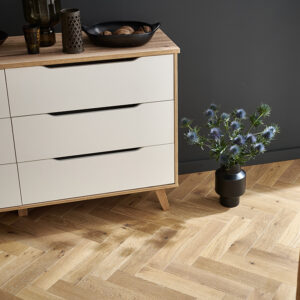 Woodpecker Goodrich Herringbone White Smoked Oak Brushed & Matt Lacquered Engineered Wood Flooring 32-GWS-001